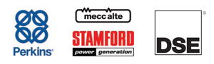 Perkins logo, meccalte logo, stamford power logo, DSE logo